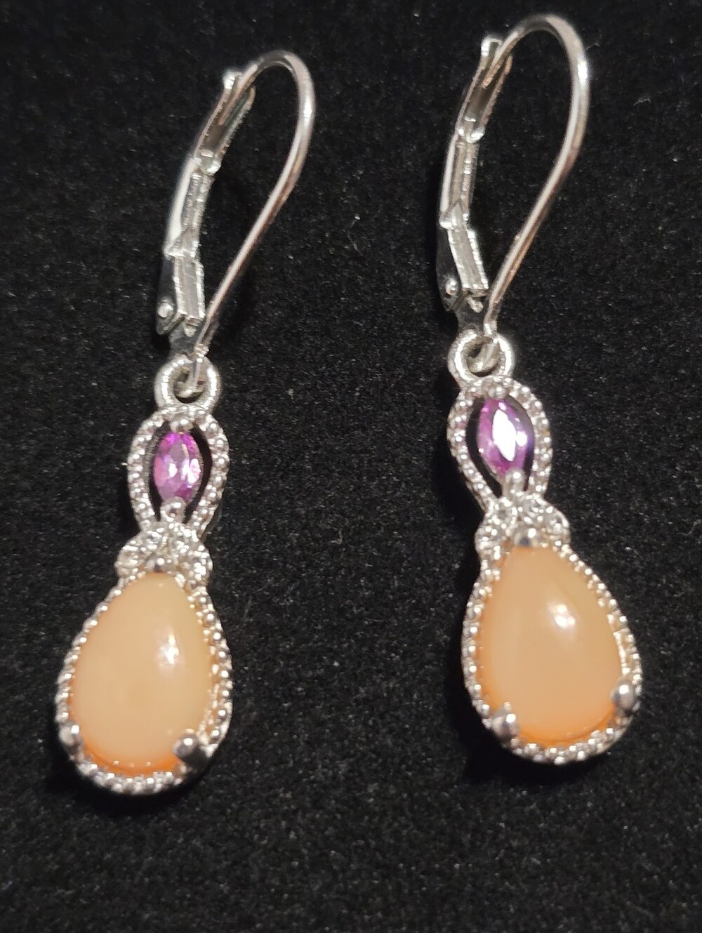 Designer 'STS' Sterling Silver Multi-Gemstone Dangle Hook Earrings 1.37 Inch